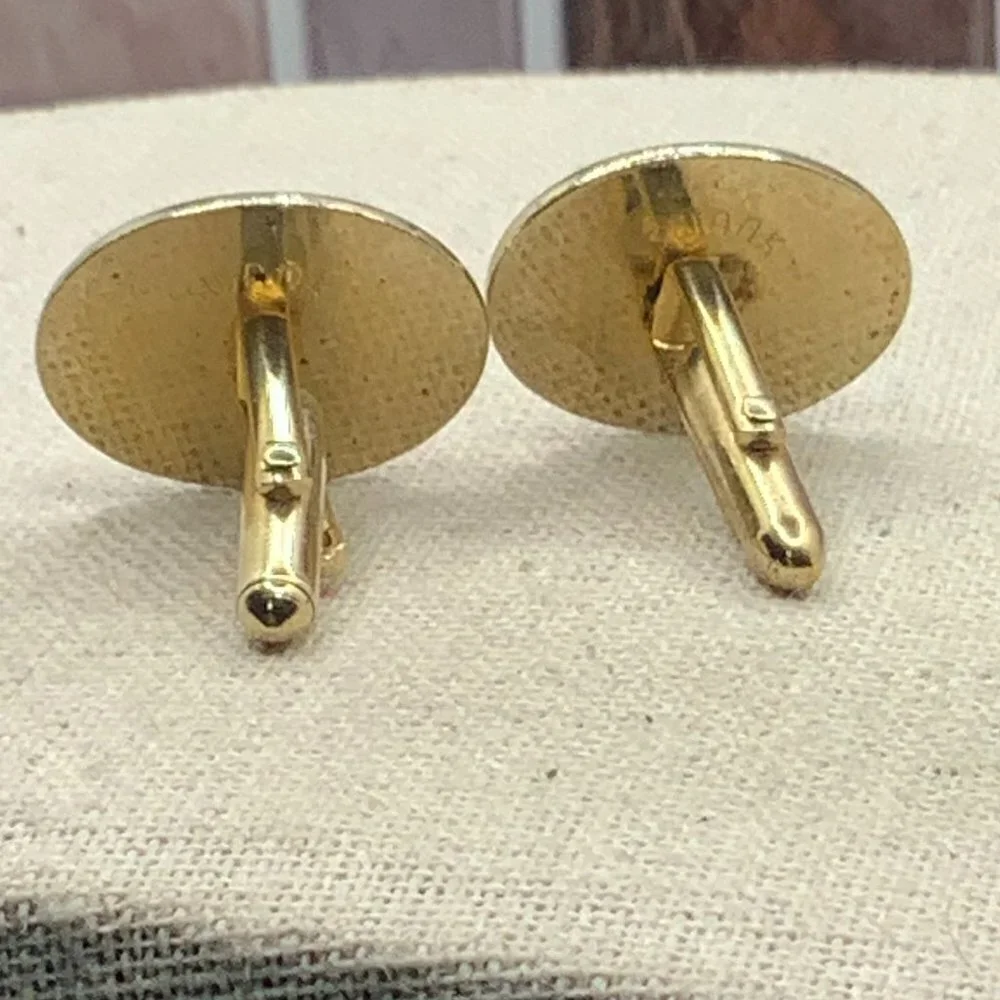 Swank Vintage Oval Gold Tone Cuff Links